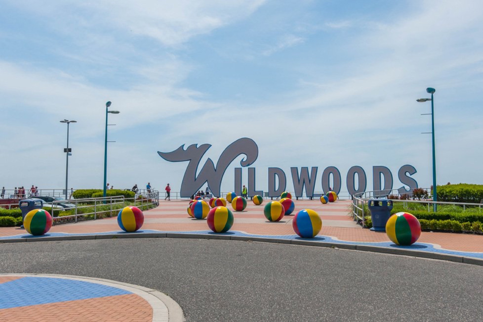 The Wildwoods sign with beach balls